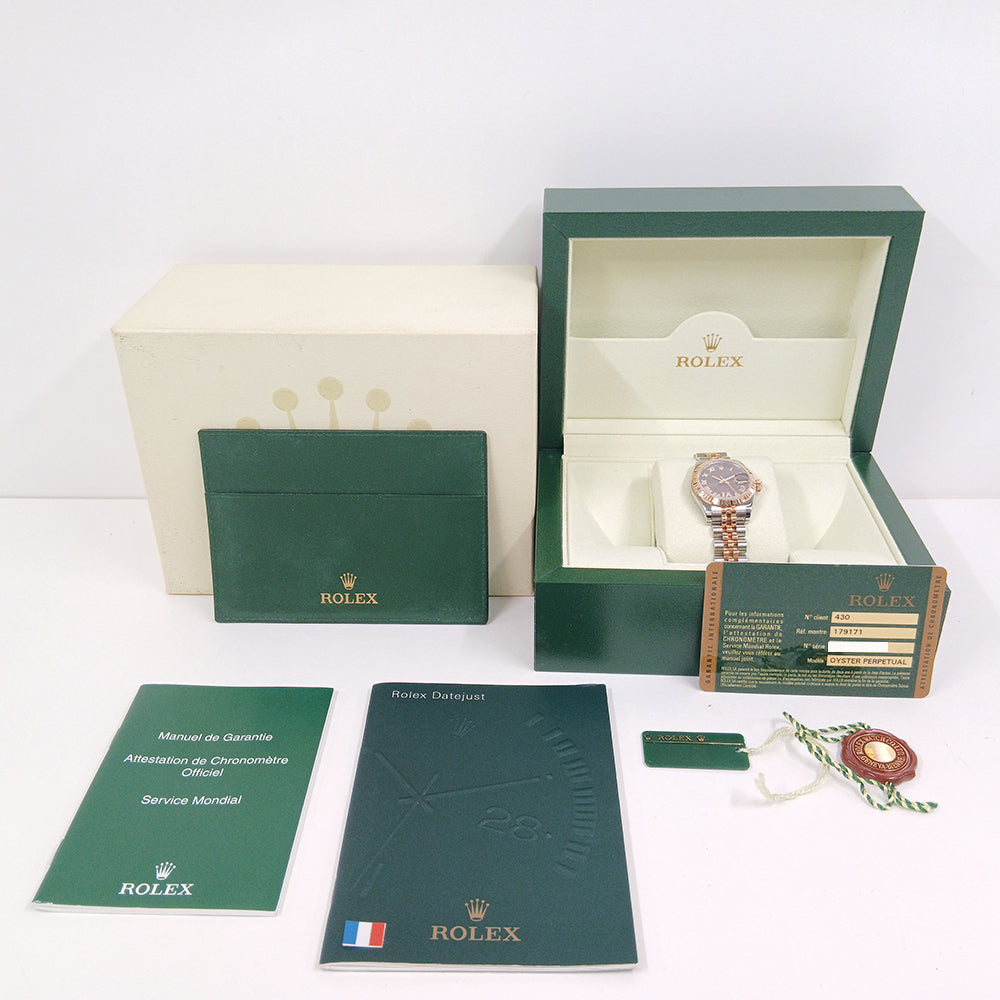 Rolex Datejust 26mm Chocolate Roman "VI" Diamond Dial 179171 (2013)