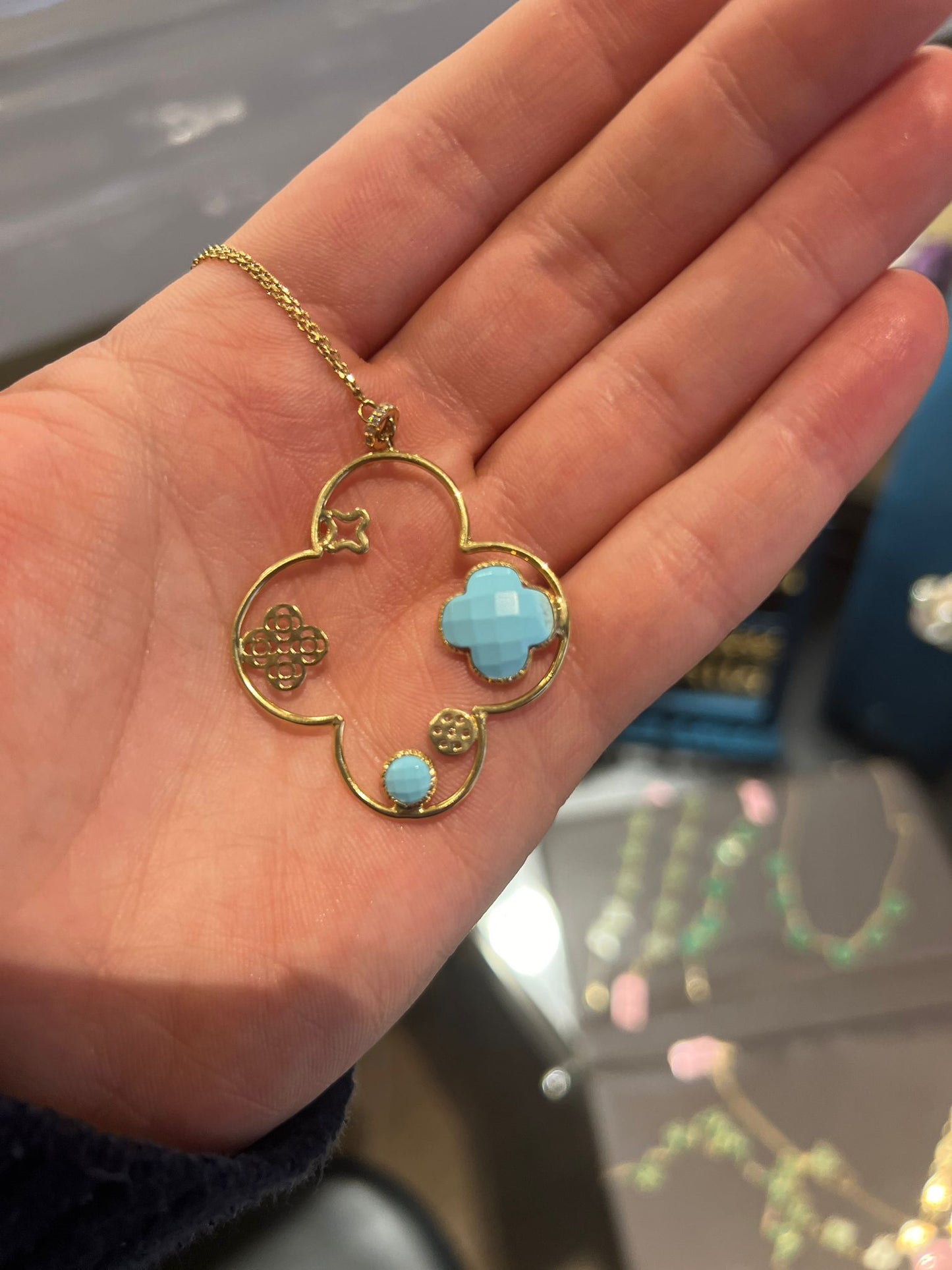 14k Gold Necklace with Turquoise