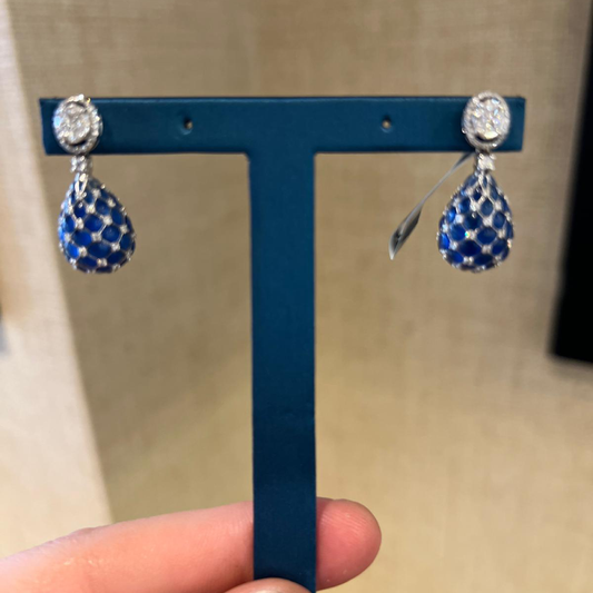 8ct Sapphire Earrings and 2ct Diamonds White Gold