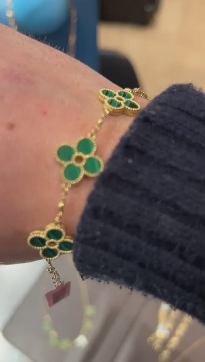 14k Yellow Green Charm Bracelet