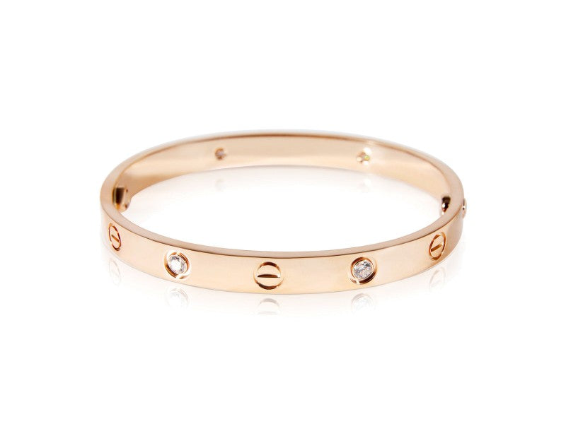 Cartier Love Diamond Bracelet In 18k Rose Gold