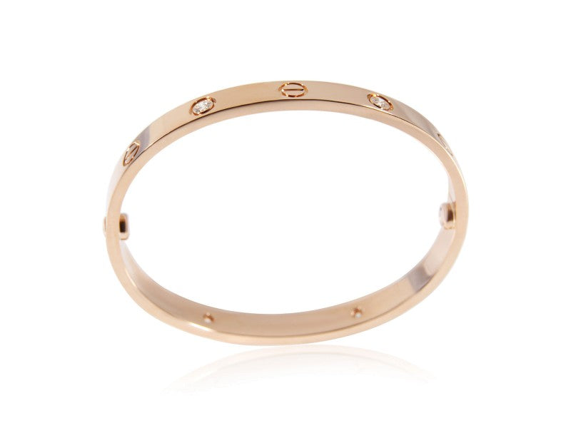 Cartier Love Diamond Bracelet In 18k Rose Gold