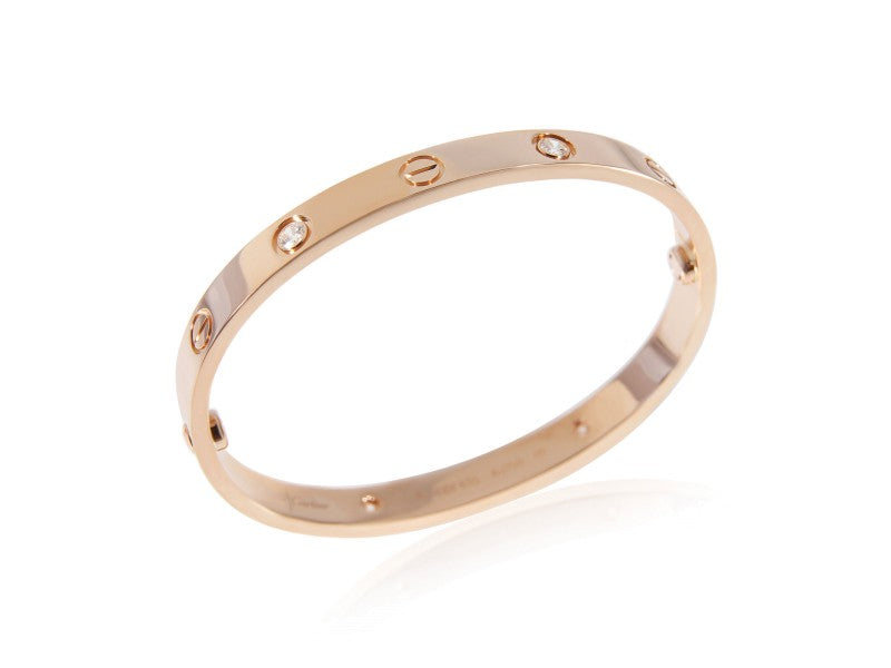 Cartier Love Diamond Bracelet In 18k Rose Gold