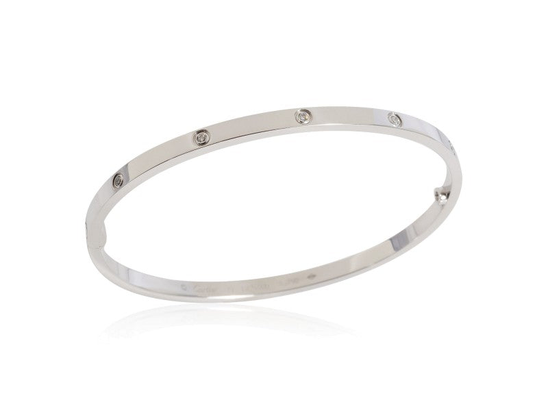 Cartier Love Diamond Bracelet In 18K White Gold 0.21 CTW