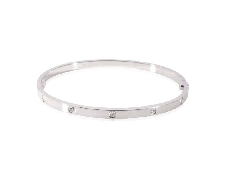 Cartier Love Diamond Bracelet In 18k White Gold 0.21 CTW