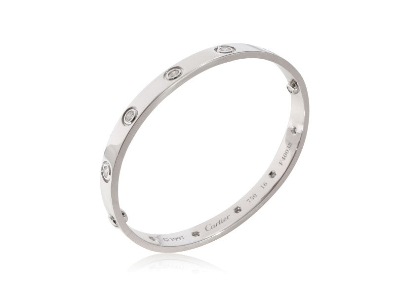 Cartier LOVE Diamond Bracelet In 18k 18 KT White Gold