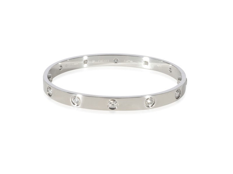 Cartier Love Diamond Bracelet In 18k White Gold 0.96 CTW
