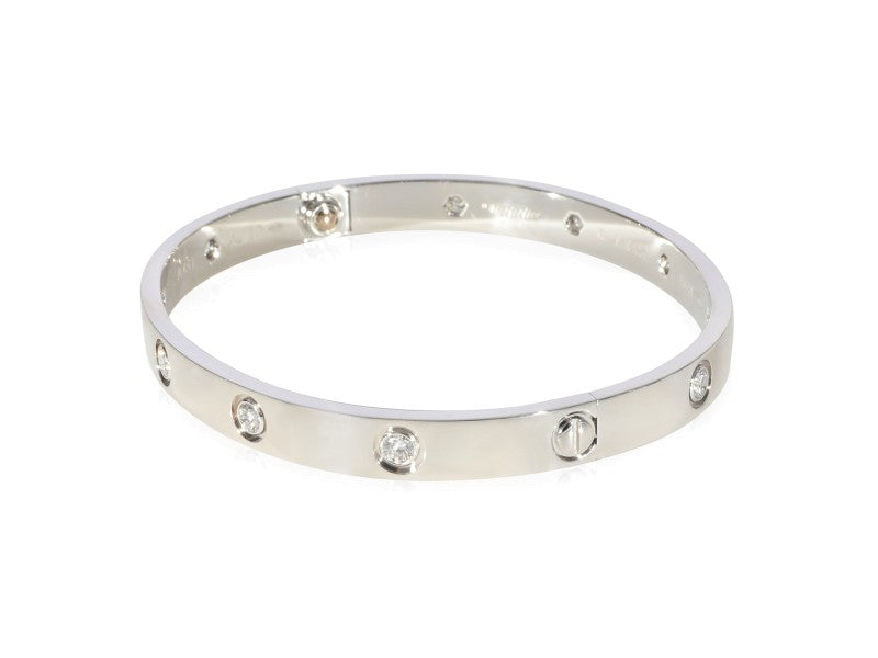 Cartier Love Diamond Bracelet In 18k White Gold 0.96 CTW