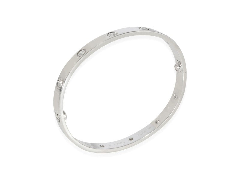 Cartier Love Diamond Bracelet In 18k White Gold 0.96 CTW