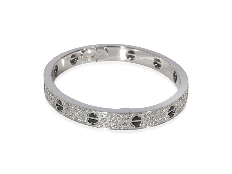 Cartier Love Diamond Pave Ceramic Bracelet In 18K White Gold 1.99 CTW