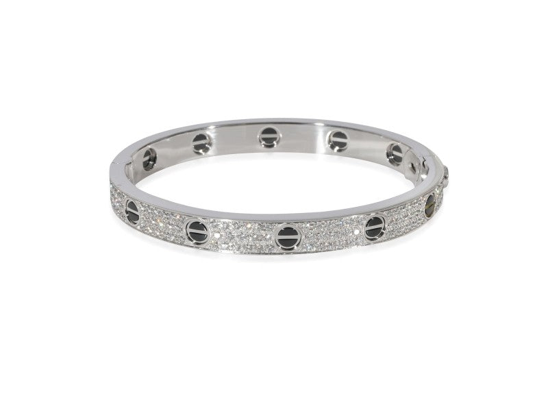Cartier Love Diamond Pave Ceramic Bracelet In 18K White Gold 1.99 CTW