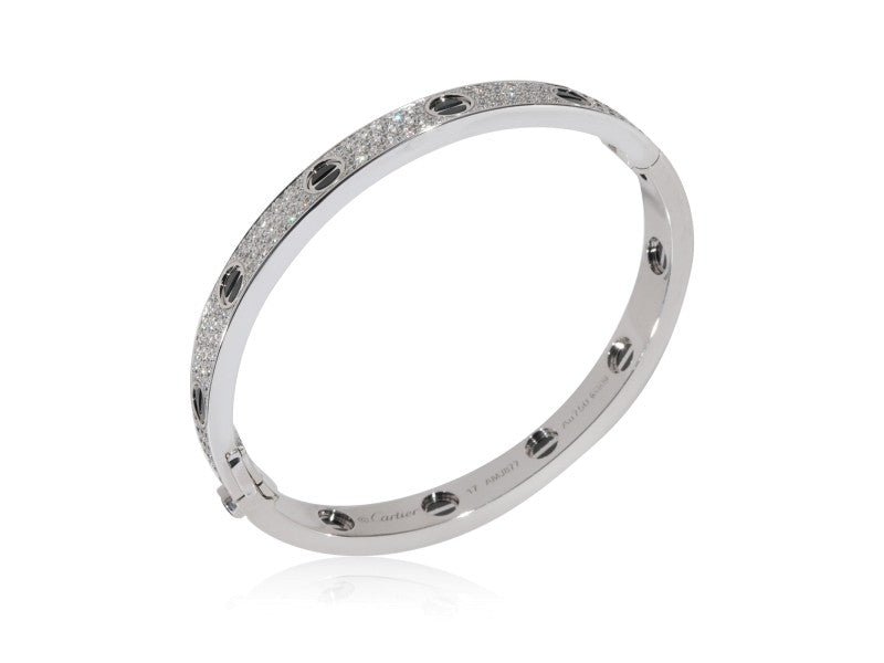 Cartier Love Diamond Pave Ceramic Bracelet In 18K White Gold 1.99 CTW