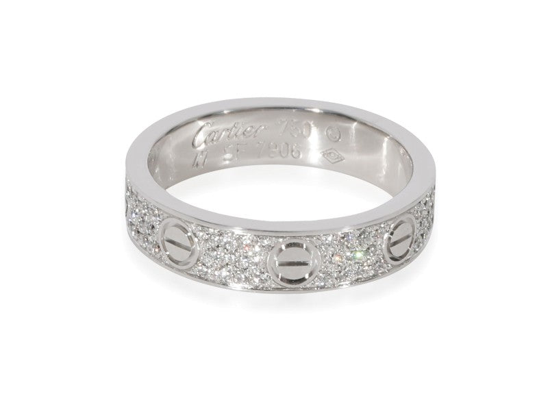 Cartier Love Diamond Pave Band In 18k White Gold