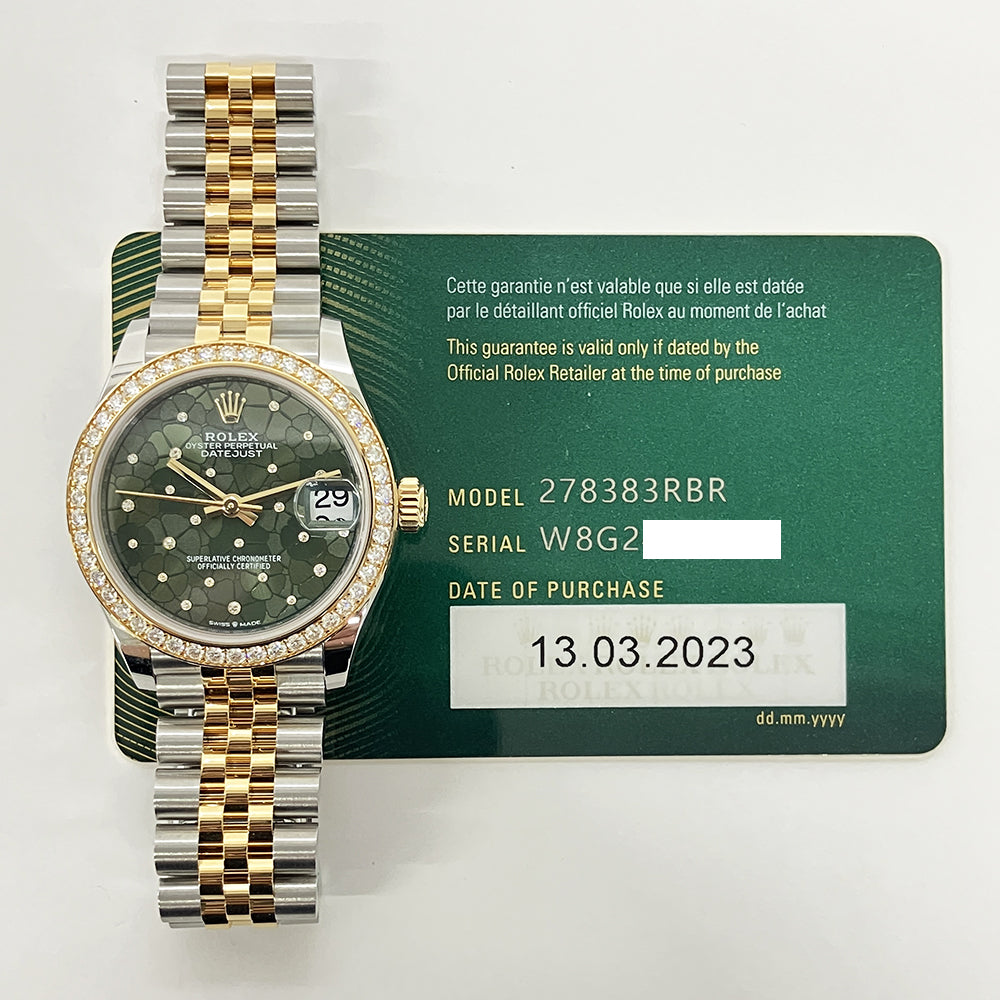 Rolex Datejust 31mm Green Flower Diamond Dial 278288RBR