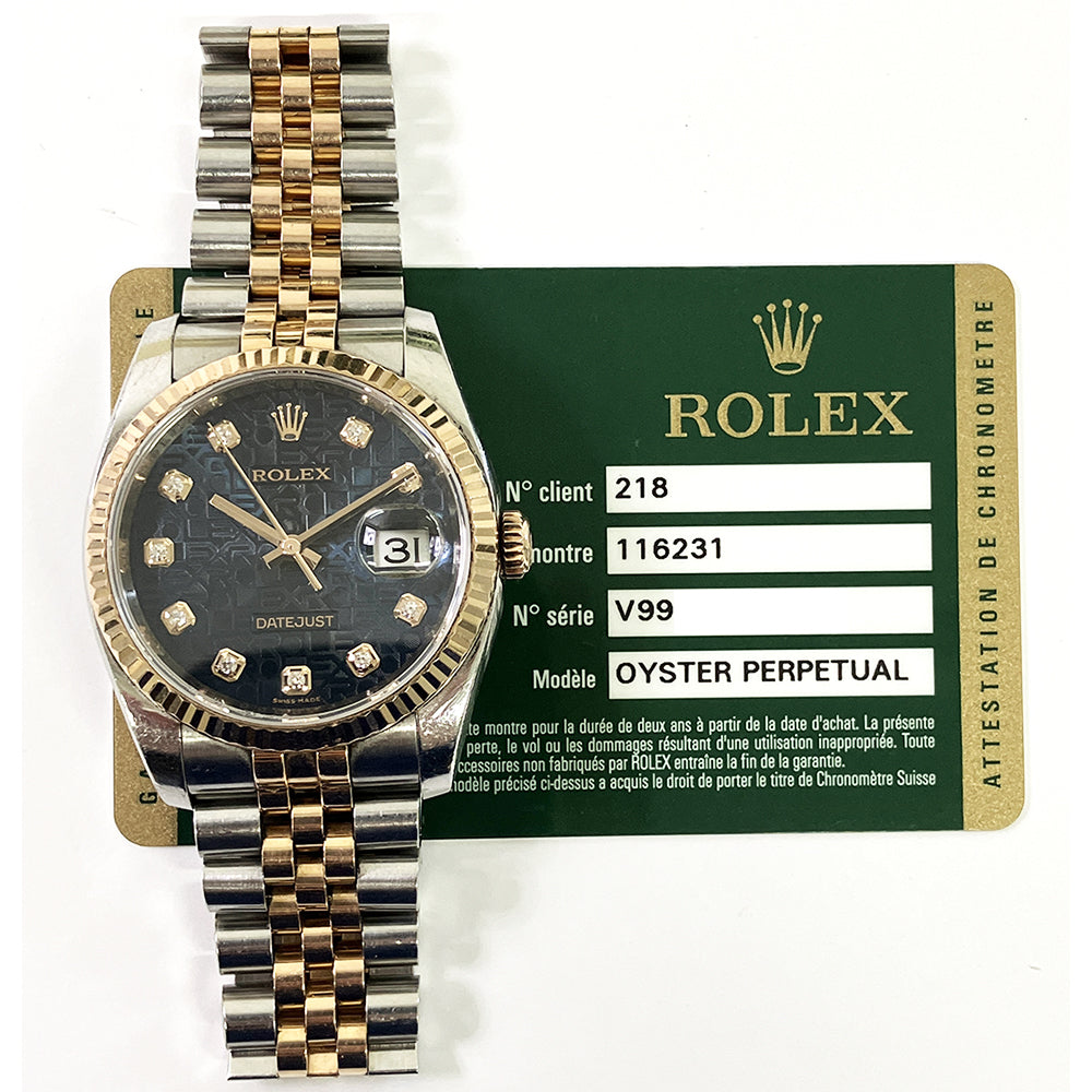 Rolex Datejust 36mm Blue Jubilee Diamond Dial 116231