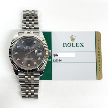 Rolex Datejust 41mm Slate Diamond Dial Jubilee 126334