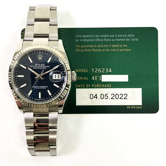 Rolex Datejust 36mm Blue Fluted Dial 126234