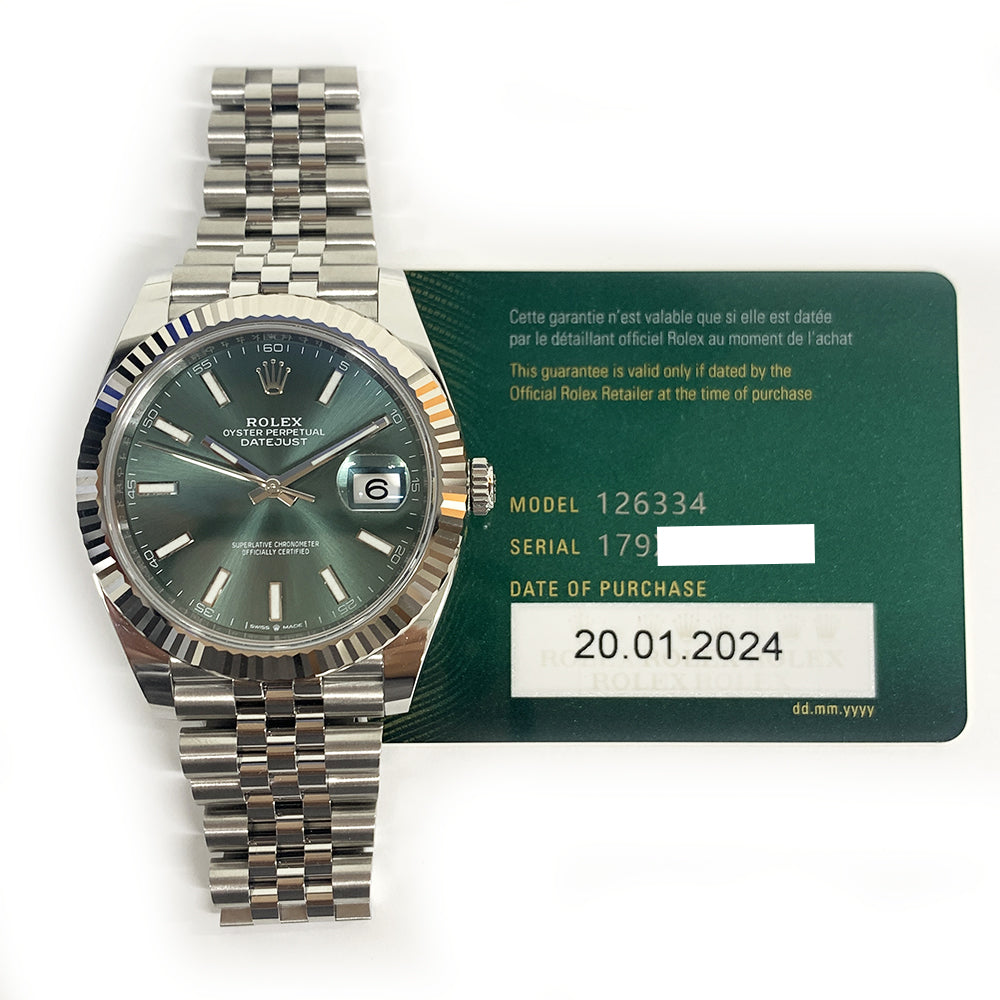 Rolex Datejust 41mm Green Dial Jubilee 123334