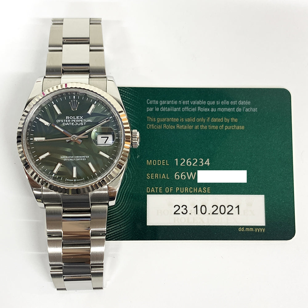 Rolex Datejust 36mm Green Palm Dial 126234