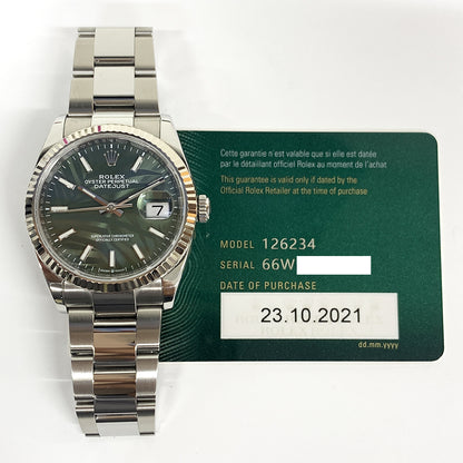 Rolex Datejust 36mm Green Palm Dial 126234