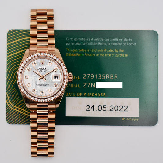 Rolex Lady Datejust 28mm White Mop Diamond Dial 279135RBR (2022)