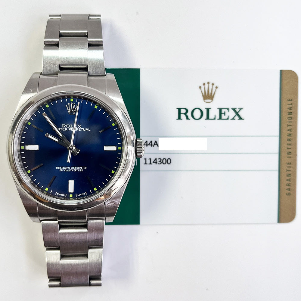 Rolex Oyster Perpetual 39mm Blue Dial 114300