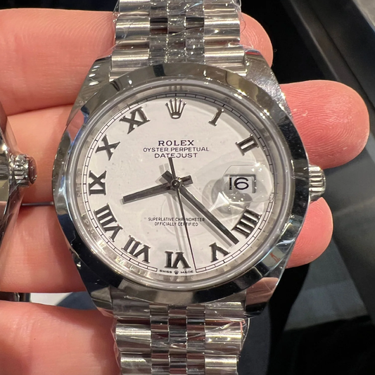 Rolex Datejust 41mm Ref 126300 White Roman Dial