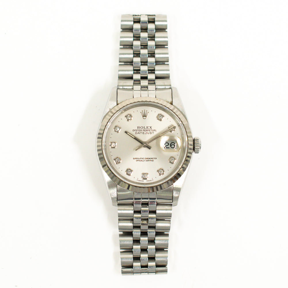 Rolex Datejust 36mm Silver Diamond 16234G (1996)