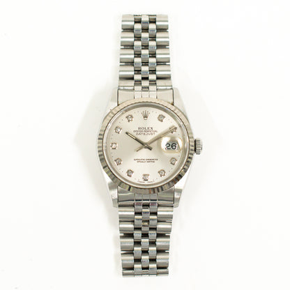 Rolex Datejust 36mm Silver Diamond 16234G (1996)