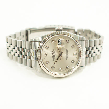Rolex Datejust 36mm Silver Diamond 16234G (1996)