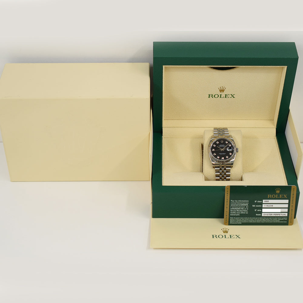 Rolex Datejust 36mm Black Diamond Dial  116234G