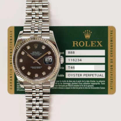 Rolex Datejust 36mm Black Diamond Dial  116234G