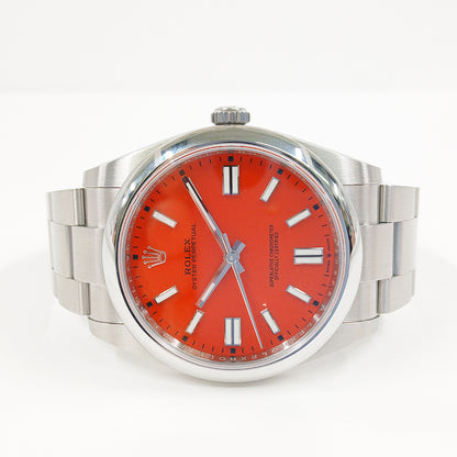 Rolex Oyster Perpetual 41mm Coral Red Dial 124300 (2021)