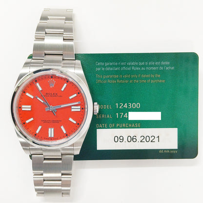 Rolex Oyster Perpetual 41mm Coral Red Dial 124300 (2021)