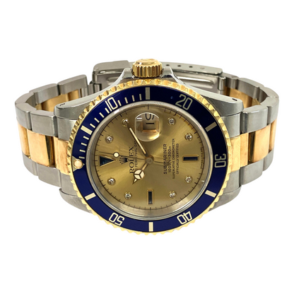 Rolex Submariber Date 40mm Champagne Diamond Dial 16613SG (1992)