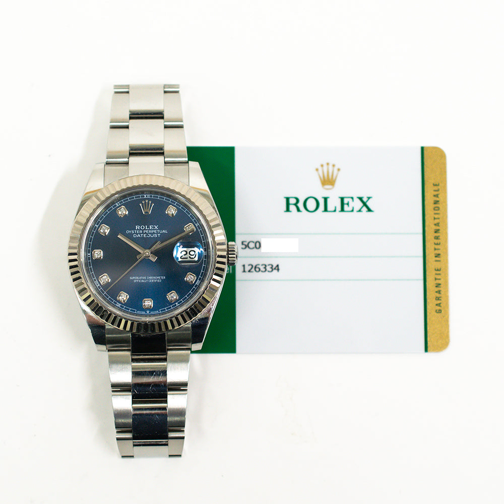 Rolex Datejust 41mm Blue Diamond Dial 126334G (2019)