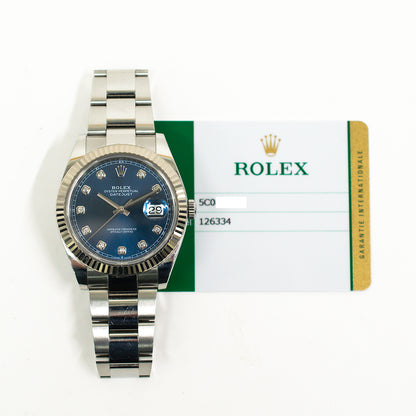 Rolex Datejust 41mm Blue Diamond Dial 126334G (2019)