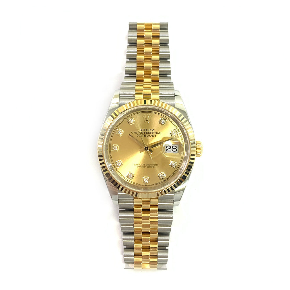 Rolex Datejust 36mm Champagne Diamond Dial 126233