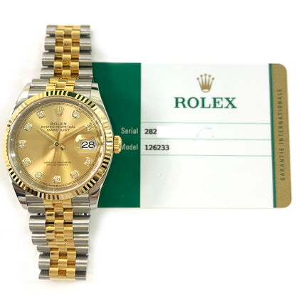 Rolex Datejust 36mm Champagne Diamond Dial 126233