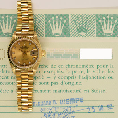 Rolex Datejust 26mm Champagne Diamond  Dial 69178G (1992)