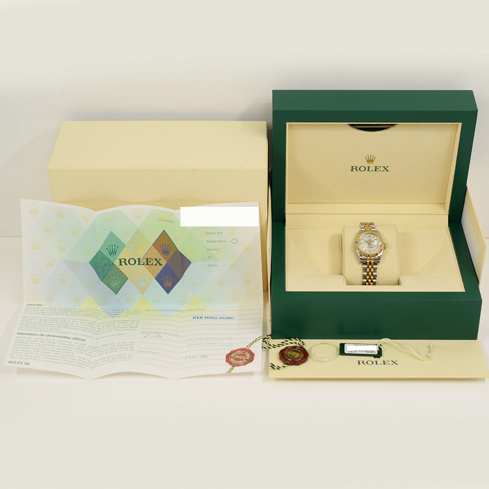 Rolex Lady Datejust 26mm Silver Diamond Dial 179173G (2005)