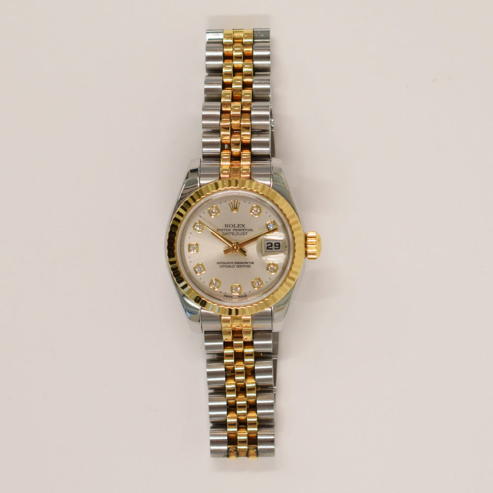Rolex Lady Datejust 26mm Silver Diamond Dial 179173G (2005)