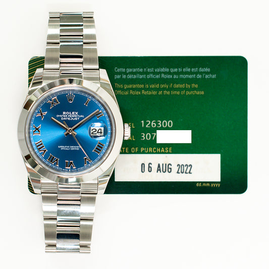 Rolex Datejust 41mm Blue Roman Dial 126300 (2022)