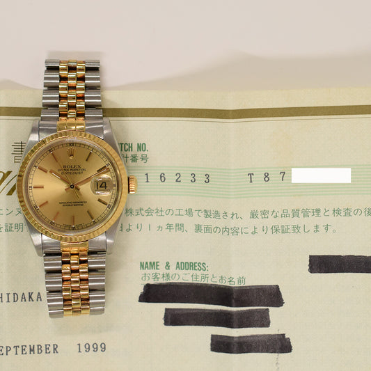 Rolex Datejust 36mm Champagne Dial 16233 (1999)
