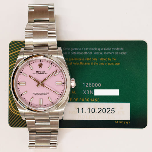 Rolex Oyster Perpetual 36mm Candy Pink Dial 126000 (2025)