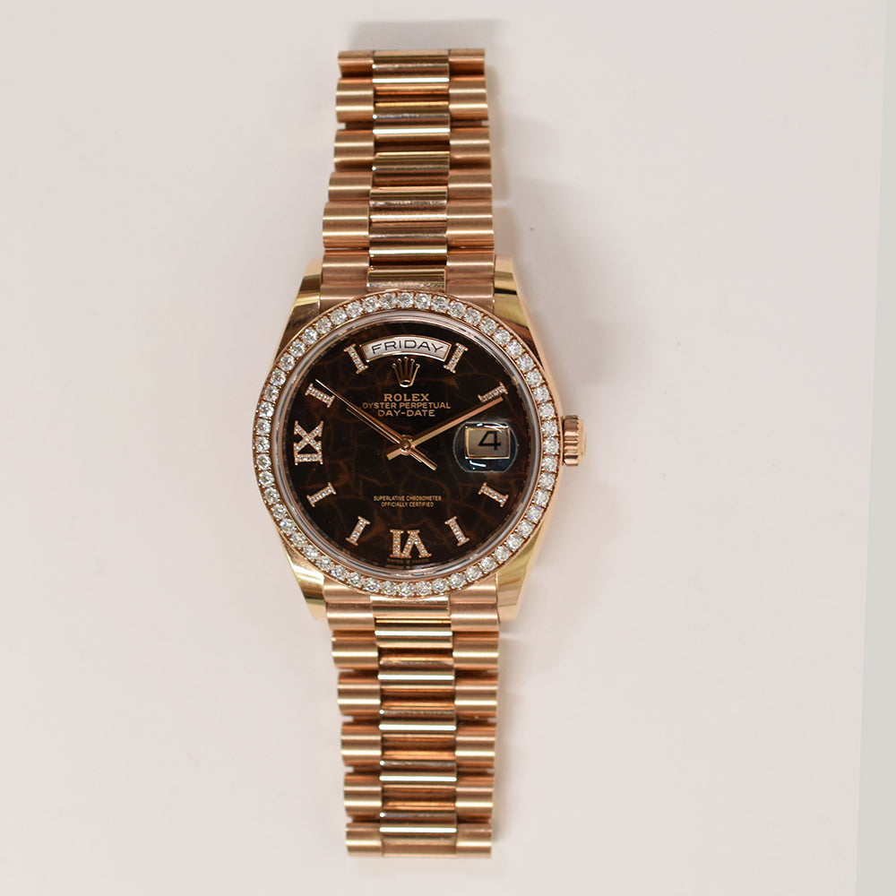 Rolex Day-Date 36mm Eisenkiesel Diamond Dial 128345RBR  (2021)