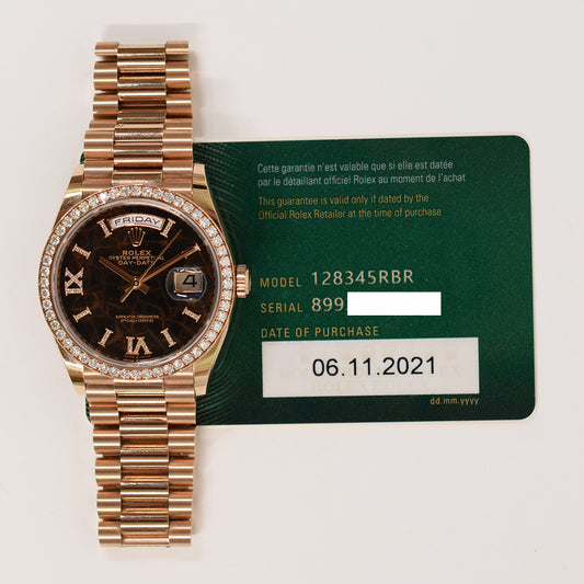 Rolex Day-Date 36mm Eisenkiesel Diamond Dial 128345RBR  (2021)