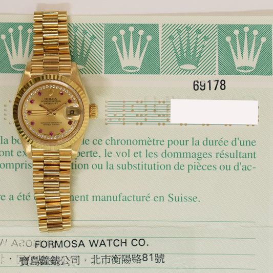 Rolex Datejust 26mm Champagne Diamond Roman Dial 69178LR