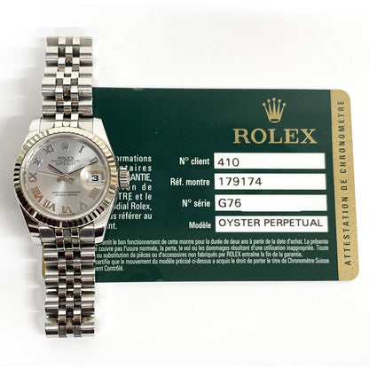 Rolex Lady-Datejust Silver Roman Dial 179174