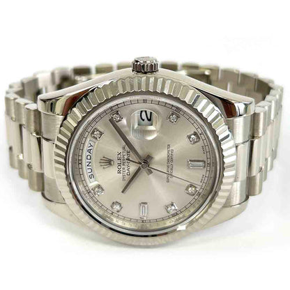 Rolex Day-Date II Silver Diamond Dial 218239